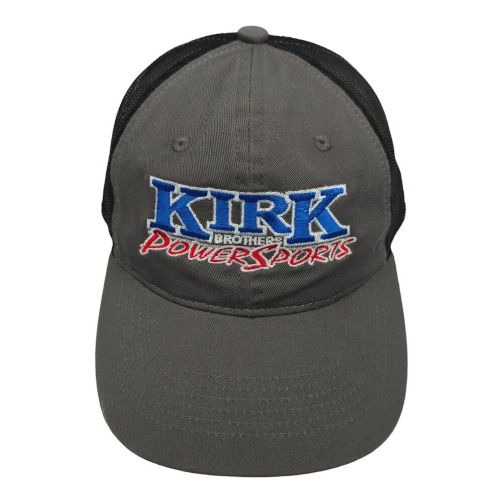 Kirk Brothers Power Sports Embroidered Logo Mesh Strapback Cap Trucker Baseball